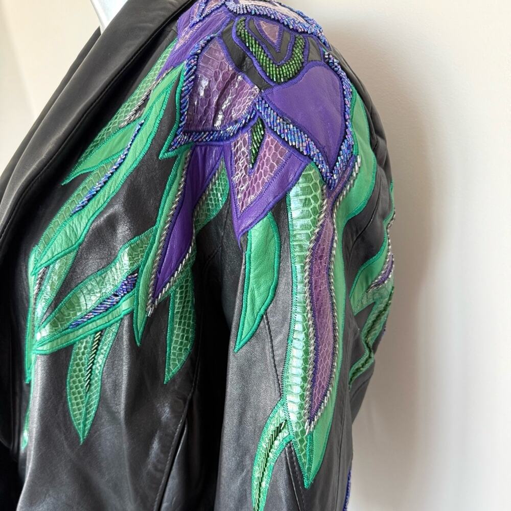 ERES iris flower established leather skin jacket size M - Picture 6 of 11